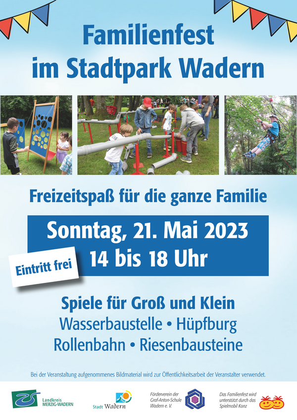 Plakat Familienfest Stadtpark Wadern 2023
