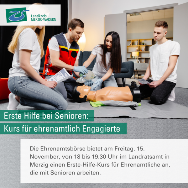 Erste-Hilfe bei Senioren: Kurs f&uuml;r ehrenamtlich Engagierte