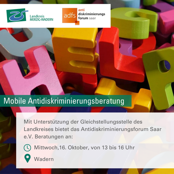 Mobile Antidiskriminierungsberatung am 16. Oktober in Wadern