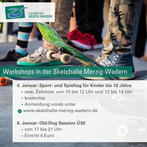 Workshops in der Skatehalle im Januar