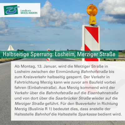 Halbseitige Sperrung in Losheim