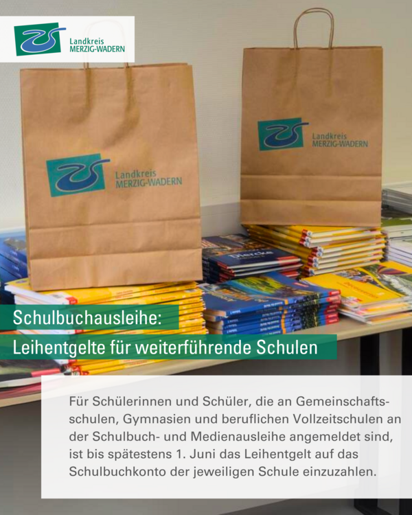 Schulbuchausleihe: Leihentgelte 2025