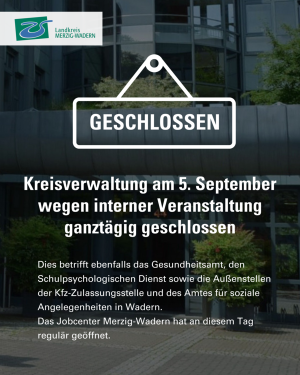 Kreisverwaltung am 5. September geschlossen