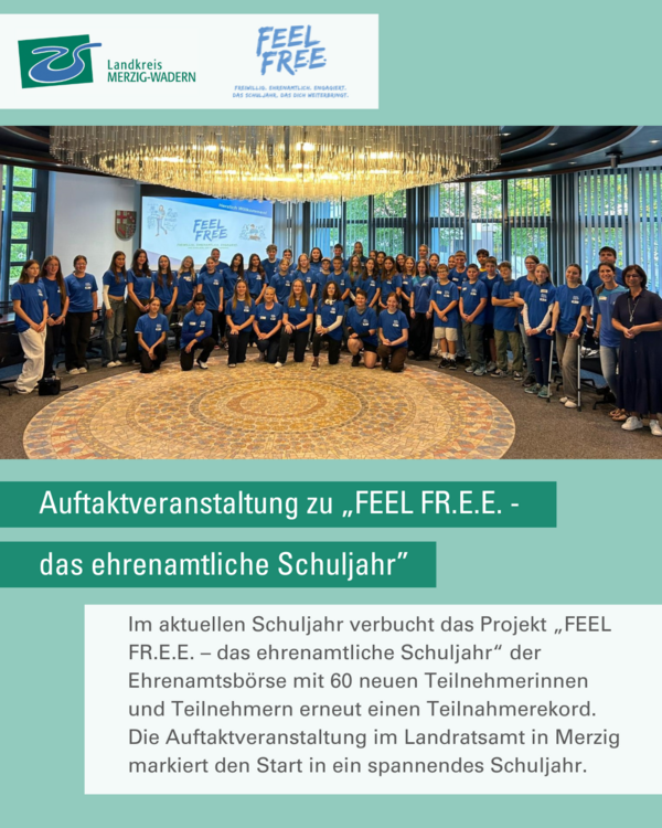 Landr&auml;tin Daniela Schlegel-Friedrich (rechts au&szlig;en) gemeinsam mit den Teilnehmerinnen und Teilnehmern des Projektes FEEL FR.E.E.