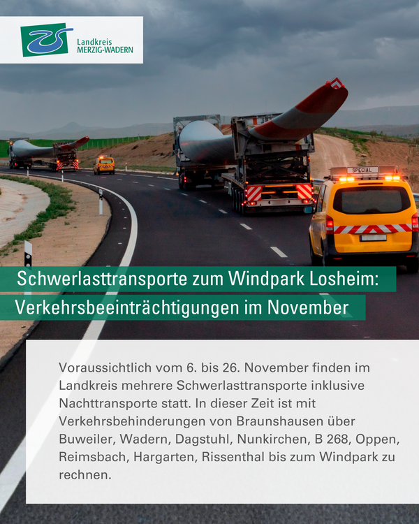Verkehrsbeeintr&auml;chtigungen aufgrund von Schwertransport