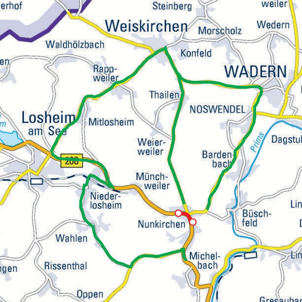 Umleitungen zwischen Losheim, Wadern und Schmelz