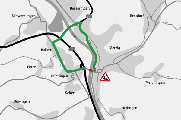 Sperrung der Hilbringer Br&uuml;cke - Umleitung
