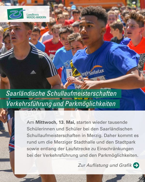 Saarl&auml;ndische Schullaufmeisterschaften: Verkehrsf&uuml;hrung und Parkm&ouml;glichkeiten