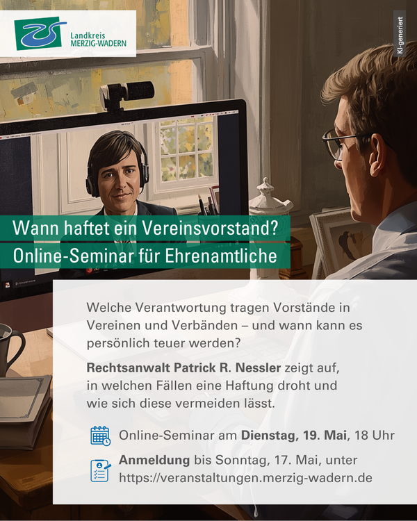 Die Haftung des Vorstandes: Ein Online-Seminar f&uuml;r Ehrenamtliche und Vereinsvertreter 