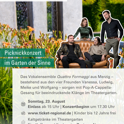 Picknickkonzert im Garten der Sinne mit dem Vokalensemble Quattro Formaggi