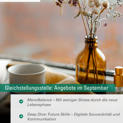 Seminarprogramm der Gleichstellungstelle im September