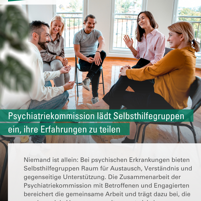 Psychiatriekommission l&auml;dt Selbsthilfegruppen zum Austausch ein