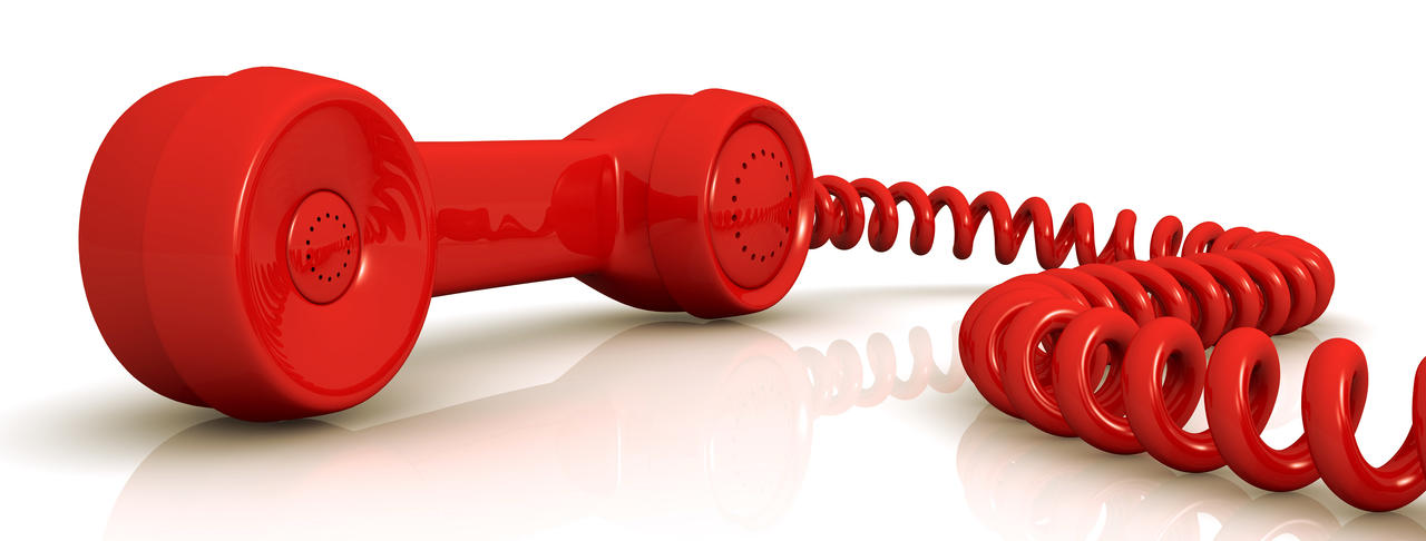 front view of a vintage handset with a spiral cable (3d render)