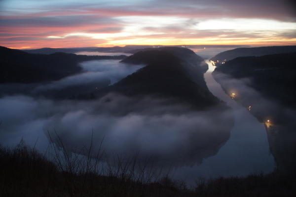 Saarschleife in der Abendd&auml;mmerung