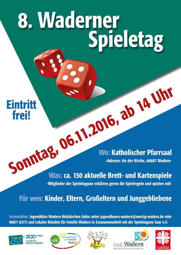 Plakat Waderner Spieletag am 6. November 2016