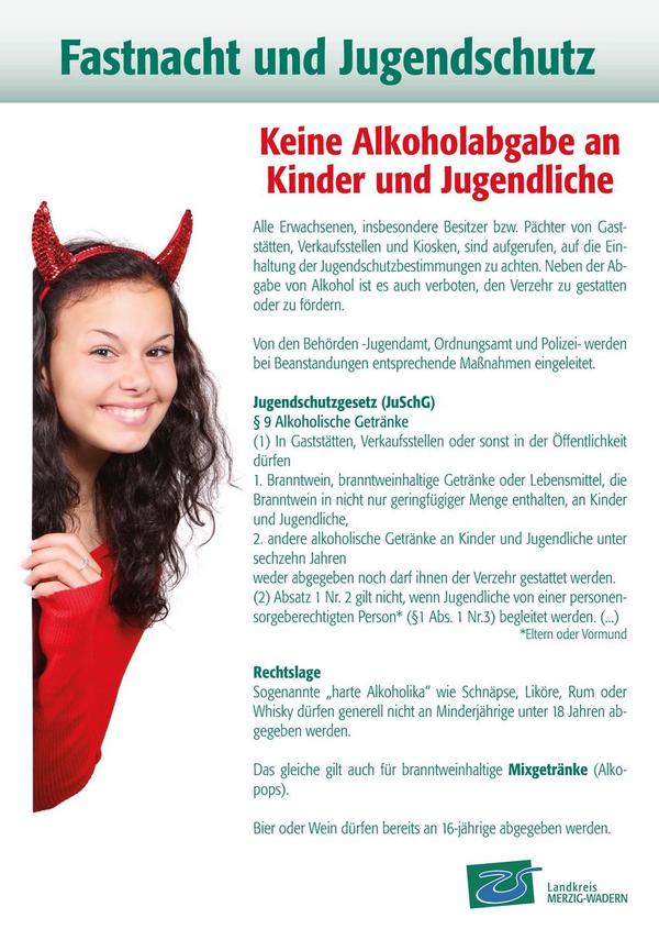 Auch an Fasching gelten die Bestimmungen des Jugendschutzes (Grafik: Landkreis Merzig-Wadern/Julia Boos)